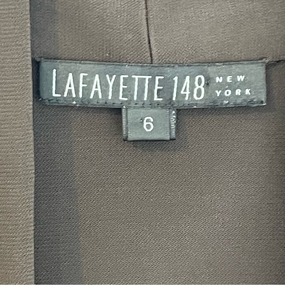 Lafayette 148 Stretchy Knit Open Front Tie Midi Dress Size 6 Brown Long Sleeve - Picture 8 of 10